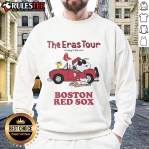 Official Boston Red Sox The Eras Tour Snoopy Sweatshirt featuring vibrant graphics and cozy design for fans.