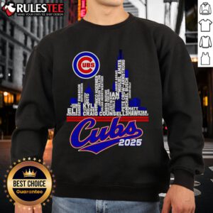 Official Chicago Cubs 2025 Skyline Name Sweatshirt featuring a stylish design and team colors for avid fans.