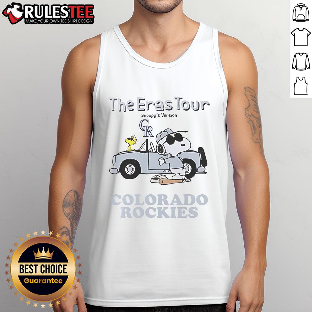 Official Colorado Rockies The Eras Tour Snoopy tank top featuring vibrant graphics and a stylish design for fans.