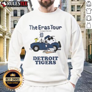 Official Detroit Tigers The Eras Tour Snoopy sweatshirt featuring vibrant graphics and cozy design for fans.