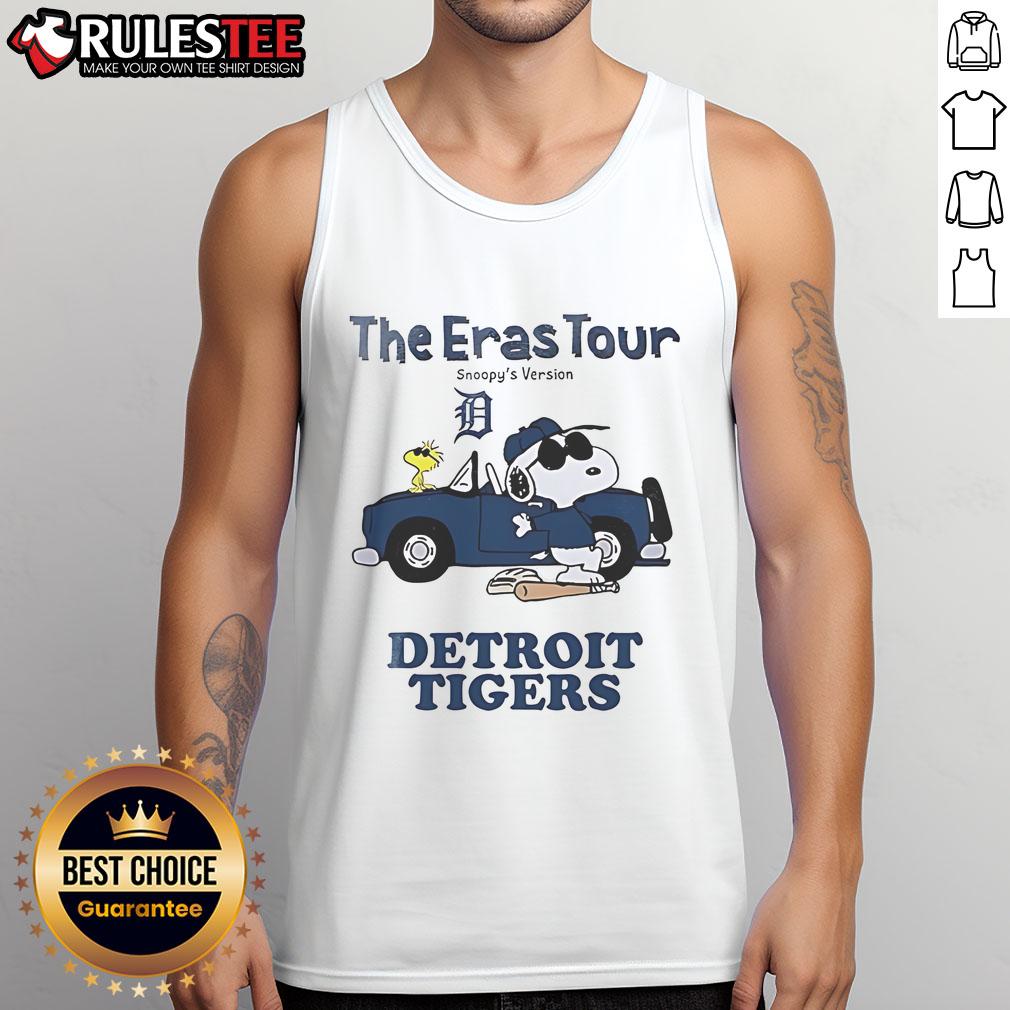 Official Detroit Tigers The Eras Tour Snoopy tank top featuring vibrant graphics and team colors.