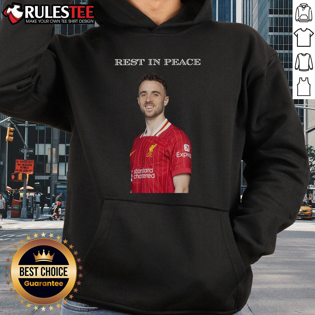 Official Diogo Jota Rest In Peace Hoodie featuring unique design and tribute style for fans and supporters.
