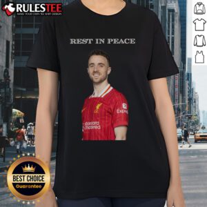 Official Diogo Jota Rest In Peace Ladies Tee featuring a stylish design honoring the football star.