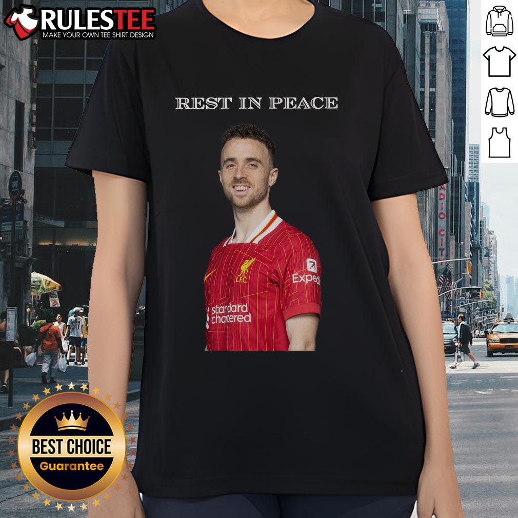 Official Diogo Jota Rest In Peace Ladies Tee featuring a stylish design honoring the football star.