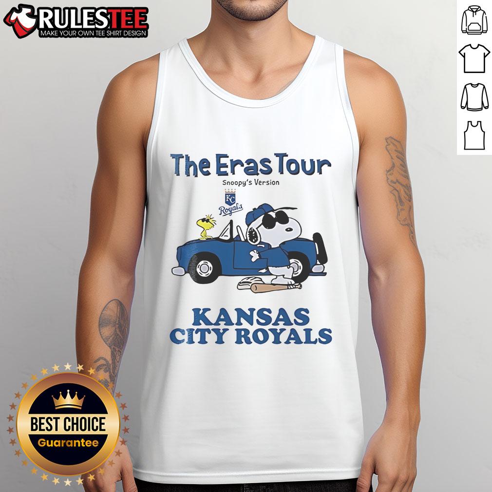 Official Kansas City Royals The Eras Tour Snoopy tank top featuring vibrant graphics and a stylish design for fans.