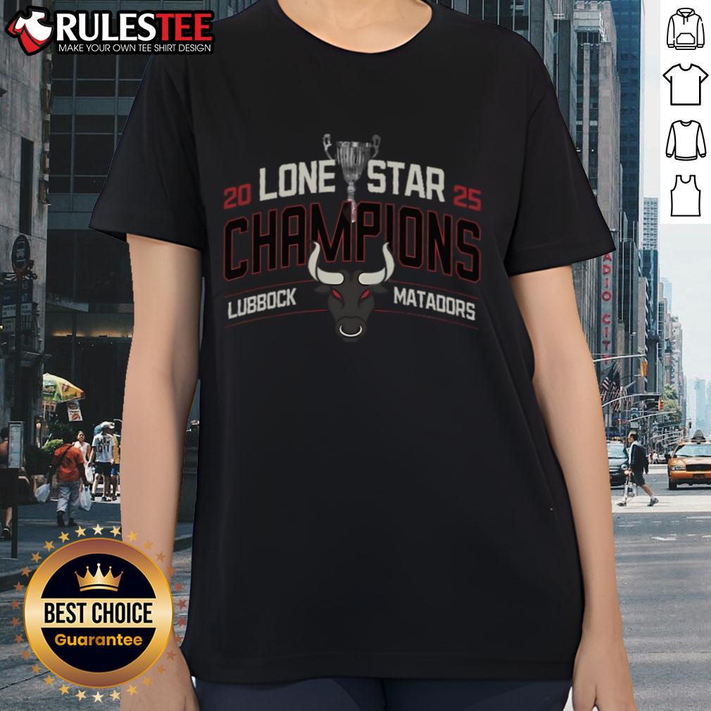 Official Lubbock Matadors 2025 Lone Star Champions ladies tee showcasing team pride and stylish design.