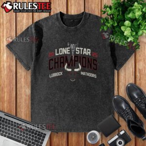 Official Lubbock Matadors 2025 Lone Star Champions washed t-shirt, showcasing team pride and championship celebration.