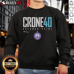 Official McKinley Crone 40 Orlando Pride Elite Signature Sweatshirt, showcasing vibrant colors and stylish design for fans.