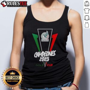 Alt Text: Official Mexico Campen de la Copa Oro de la Concacaf 2025 logo on tank top design, showcasing team pride.
