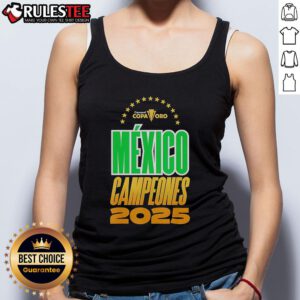 Alt Text: Official Mexico Campeones Concacaf 2025 tank top featuring vibrant colors and team logo for fans and supporters.