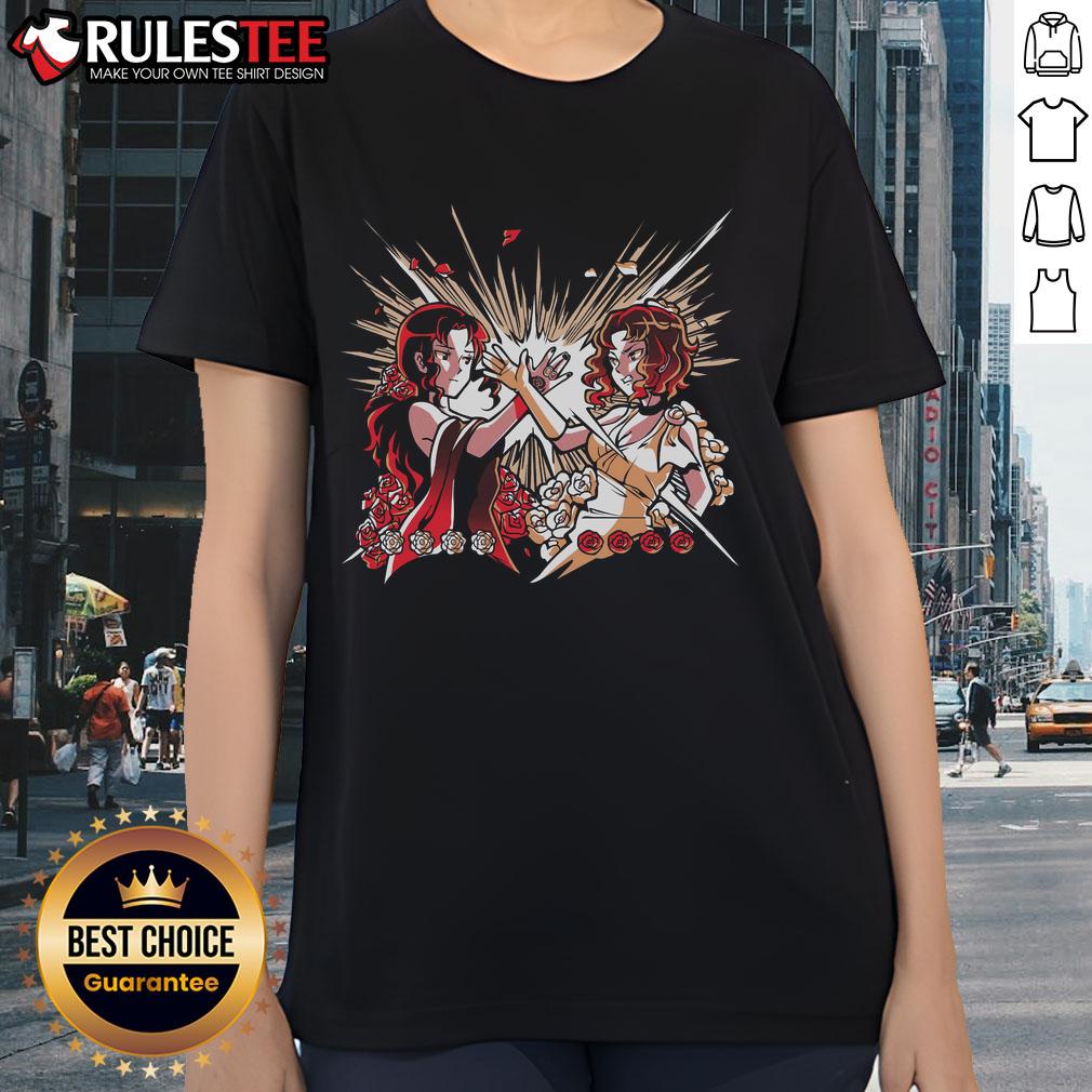 Premium Rose Camellia Ladies Tee featuring a vibrant floral design on soft, comfortable fabric for stylish wear.