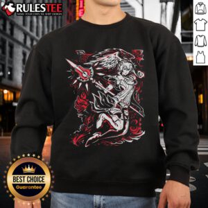 Pretty over-the-shoulder Angel Warrior sweatshirt for SGDQ 2025, featuring vibrant colors and a stylish design.