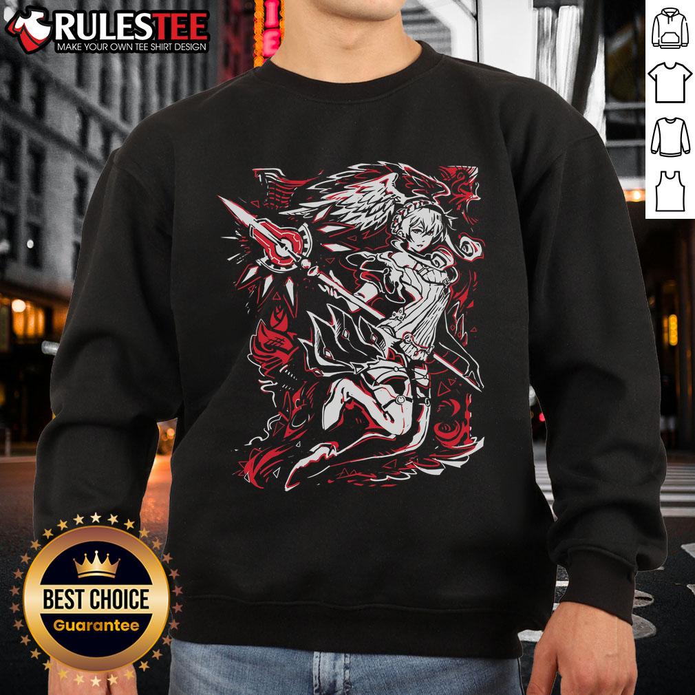Pretty over-the-shoulder Angel Warrior sweatshirt for SGDQ 2025, featuring vibrant colors and a stylish design.
