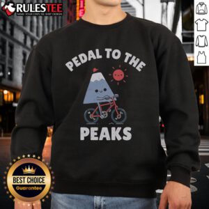Cozy Top Pedal to the Peaks sweatshirt showcasing a mountain graphic, perfect for outdoor enthusiasts and casual wear.