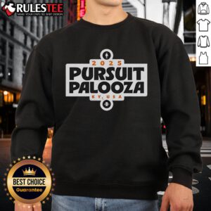 Alt Text: Top PursuitPalooza 2025 logo sweatshirt featuring vibrant colors and stylish design for event enthusiasts.