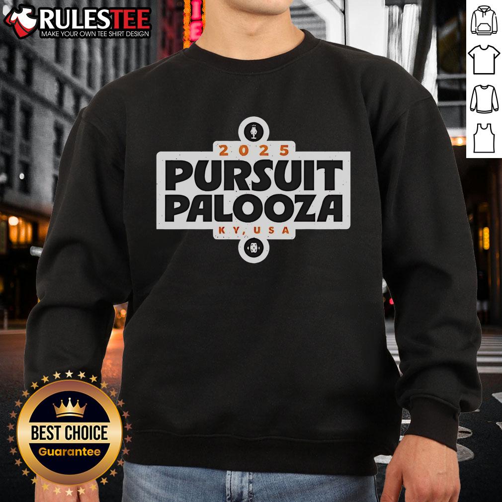 Alt Text: Top PursuitPalooza 2025 logo sweatshirt featuring vibrant colors and stylish design for event enthusiasts.