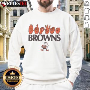 Awesome Cleveland Browns Football Homage Youth sweatshirt featuring love sign hand signals for young fans.