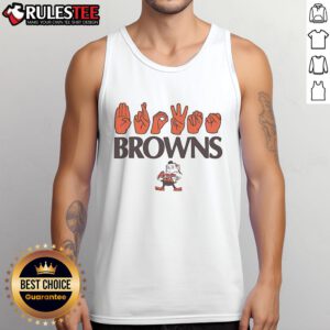 Awesome Cleveland Browns Football Homage youth tank top featuring love sign hand signals design, perfect for young fans.