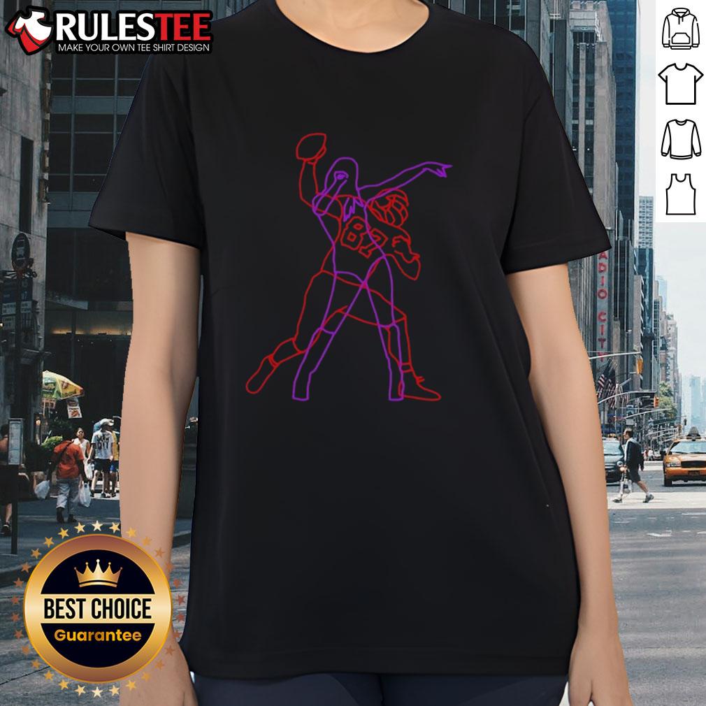 Awesome Neon Lights Duo Football No. 87 Ladies Tee featuring vibrant colors and stylish design for sports enthusiasts.