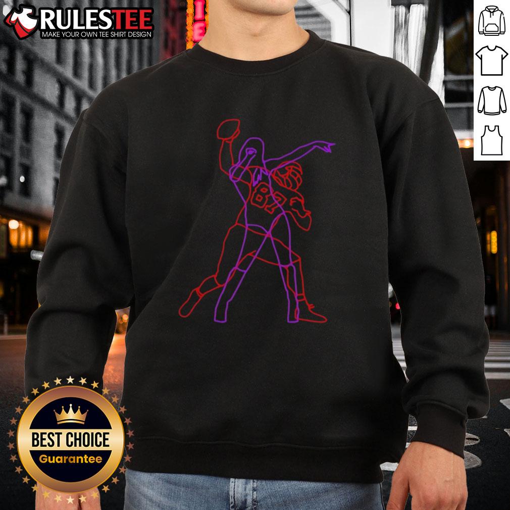 Awesome Neon Lights Duo Football No. 87 Sweatshirt featuring vibrant colors and stylish design for sports enthusiasts.