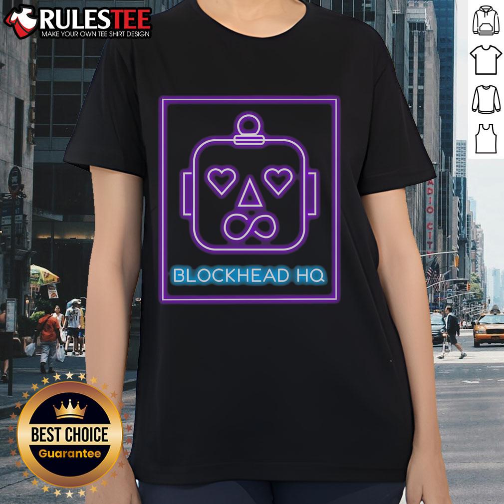 Awesome New Kids On The Block BLOCKHEAD HQ Ladies Tee featuring vibrant design and comfortable fit for fans.