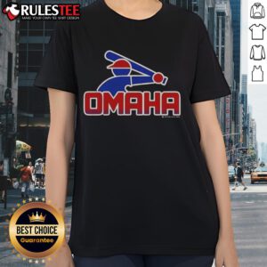 Alt Text: Awesome Omaha Retro College Baseball Ladies Tee featuring vintage design, perfect for fans and casual wear.