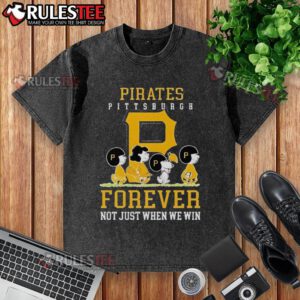 Awesome Peanuts Charlie Brown Snoopy Pittsburgh Pirates baseball T-shirt celebrating fandom beyond just winning.