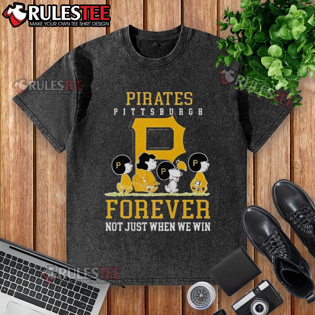 Awesome Peanuts Charlie Brown Snoopy Pittsburgh Pirates baseball T-shirt celebrating fandom beyond just winning.