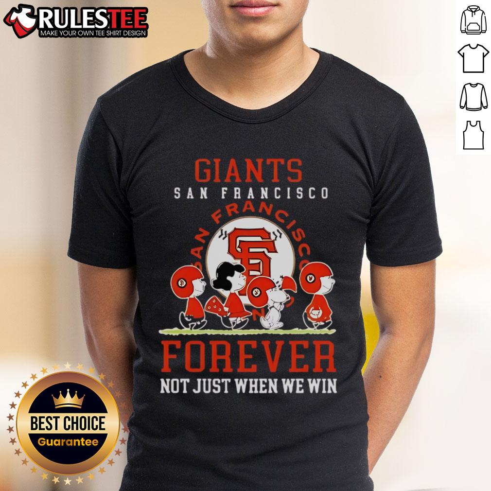 Alt Text: Awesome Peanuts Charlie Brown Snoopy San Francisco Giants Baseball T-Shirt celebrating fandom, not just wins.