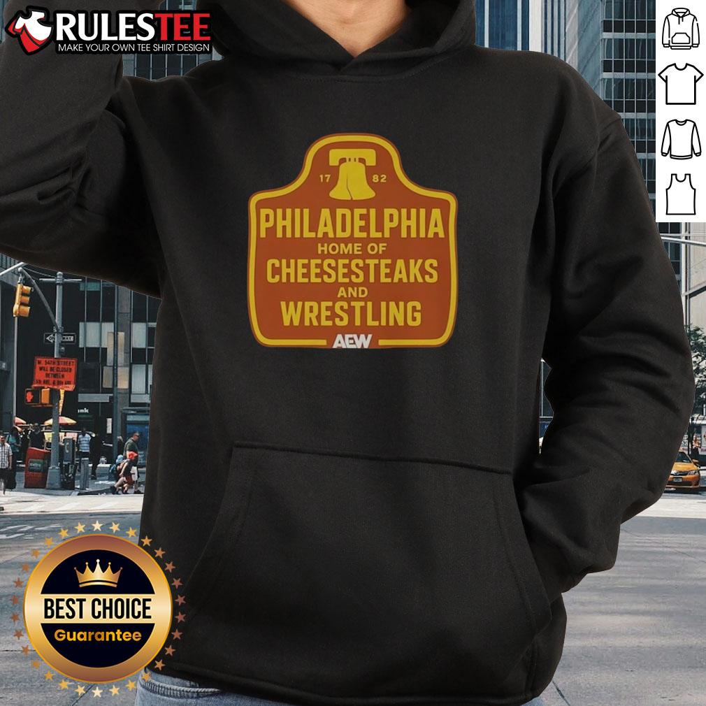 Awesome Philadelphia home of cheesesteaks and wrestling, featuring a vintage 1782 hoodie design in vibrant colors.