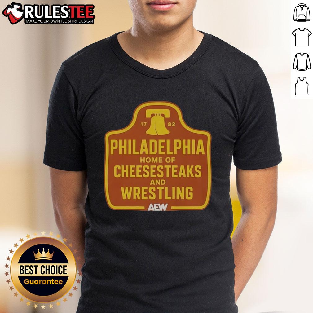 Vintage 1782 T-shirt featuring the Awesome Philadelphia Home of Cheesesteaks and Wrestling design.