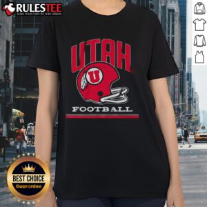Vintage Utah Utes football helmet design on a stylish ladies tee, perfect for fans of the Utah Utes team.