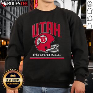 Alt Text: Vintage Utah Utes football sweatshirt featuring a classic helmet design, perfect for fans and collectors.