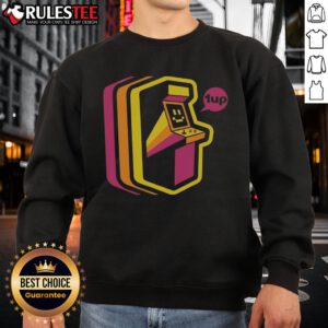 Alt Text: Awesome Vintage Arcade Stripes Sweatshirt featuring retro gaming graphics and colorful stripe design.