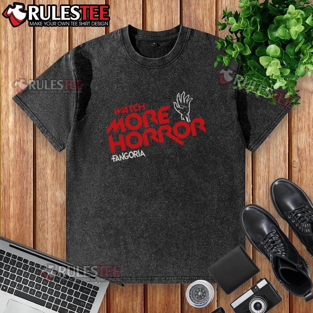 Awesome watch more horror Fangoria washed T-shirt featuring a vintage design perfect for horror movie fans.