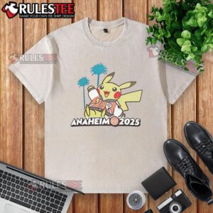 Adorable Cute Pokemon GO Anaheim 2025 washed t-shirt featuring vibrant graphics and a comfortable fit for gamers.