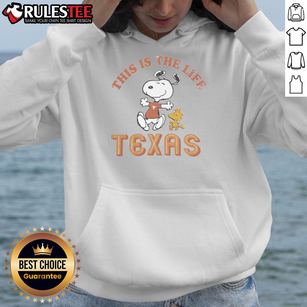 Alt Text: Cute Snoopy in a Texas Longhorns football hoodie, showcasing team spirit and fun style for fans of all ages.