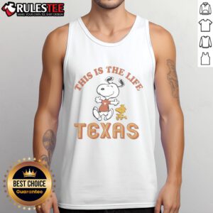 Cute Snoopy in Texas Longhorns football tank top, showcasing playful spirit and team pride for game day.