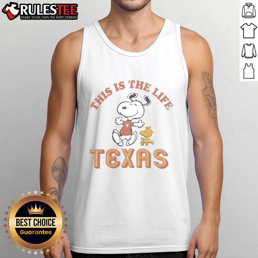 Cute Snoopy in Texas Longhorns football tank top, showcasing playful spirit and team pride for game day.