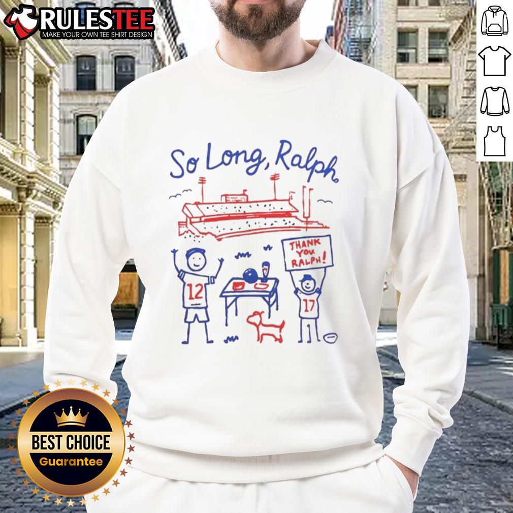 Alt Text: Cute So Long Ralph Buffalo Bills art sweatshirt featuring vibrant graphics and a cozy design for fans.