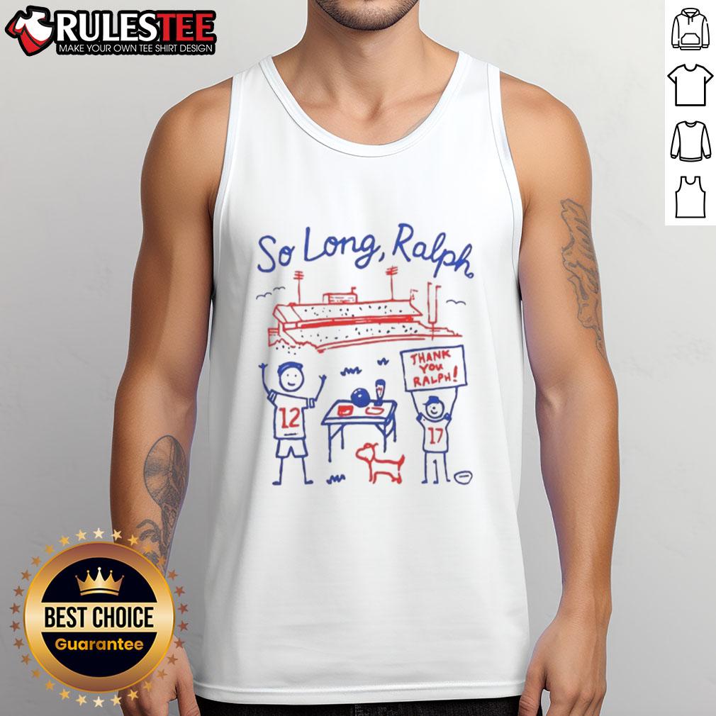 Alt Text: Cute So Long Ralph Buffalo Bills Art Tank Top featuring a playful design for fans of the Buffalo Bills NFL team.