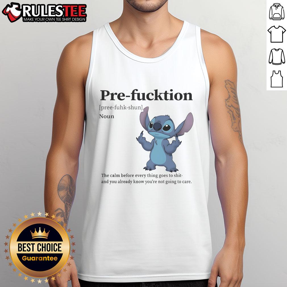 Alt Text: Cute Stitch tank top featuring The Calm Before Everything Goes To Shit design, perfect for casual wear.