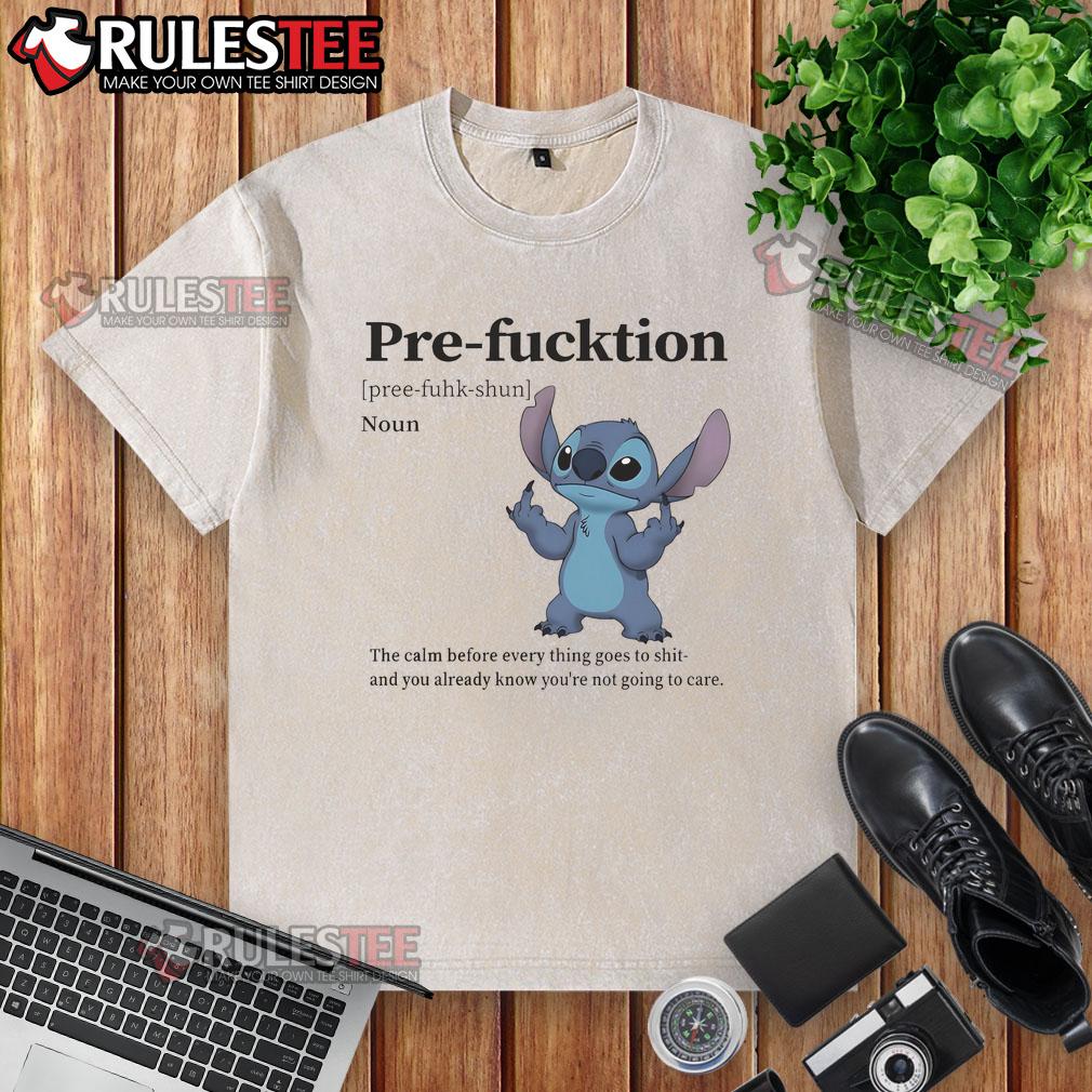 Alt Text: Cute Stitch pre-function washed t-shirt featuring a humorous design, perfect for casual wear and statement fashion.