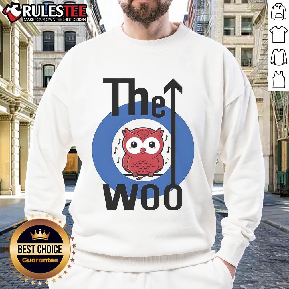 Cute The Woo Owl logo sweatshirt featuring a playful owl design on a cozy fabric, perfect for owl lovers.