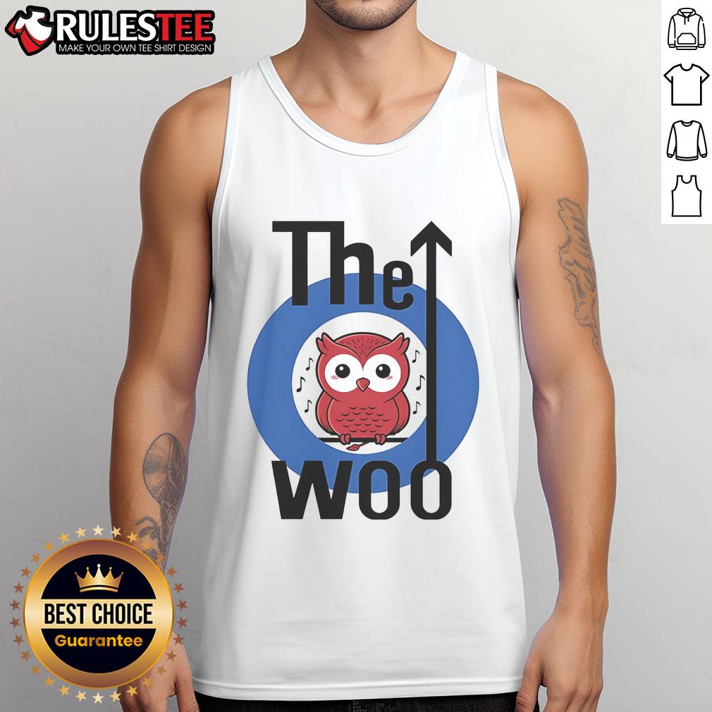 Cute The Woo Owl logo tank top featuring a playful owl design, perfect for casual and trendy outfits.