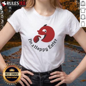 Funny I'm A Happy Eater ladies tee featuring a playful food-themed graphic, perfect for food lovers and casual wear.