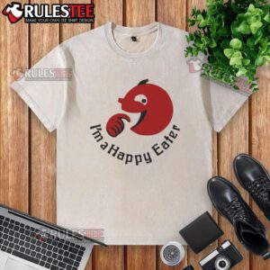 Funny I'm a Happy Eater washed t-shirt design featuring vibrant colors and playful typography for food lovers.