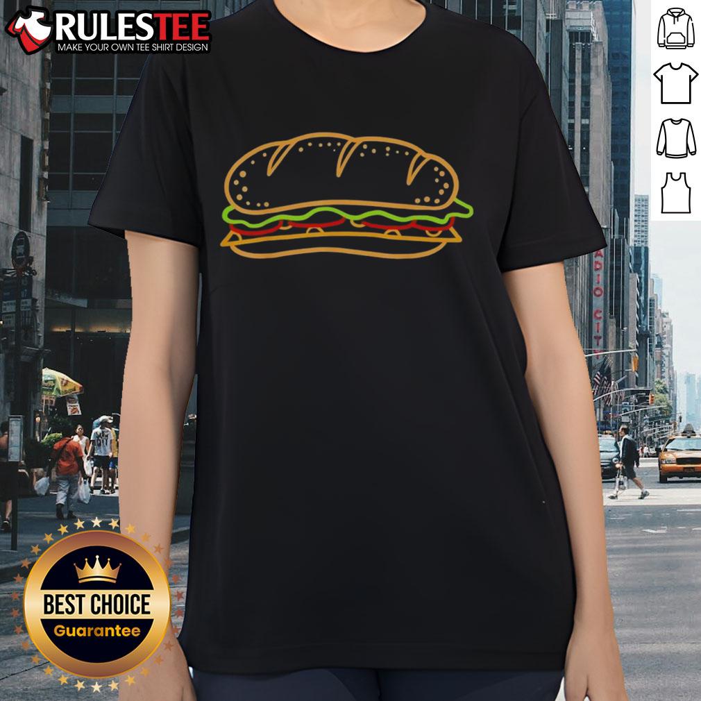 Funny sub sandwich food ladies tee featuring a humorous graphic design perfect for food lovers and casual wear.