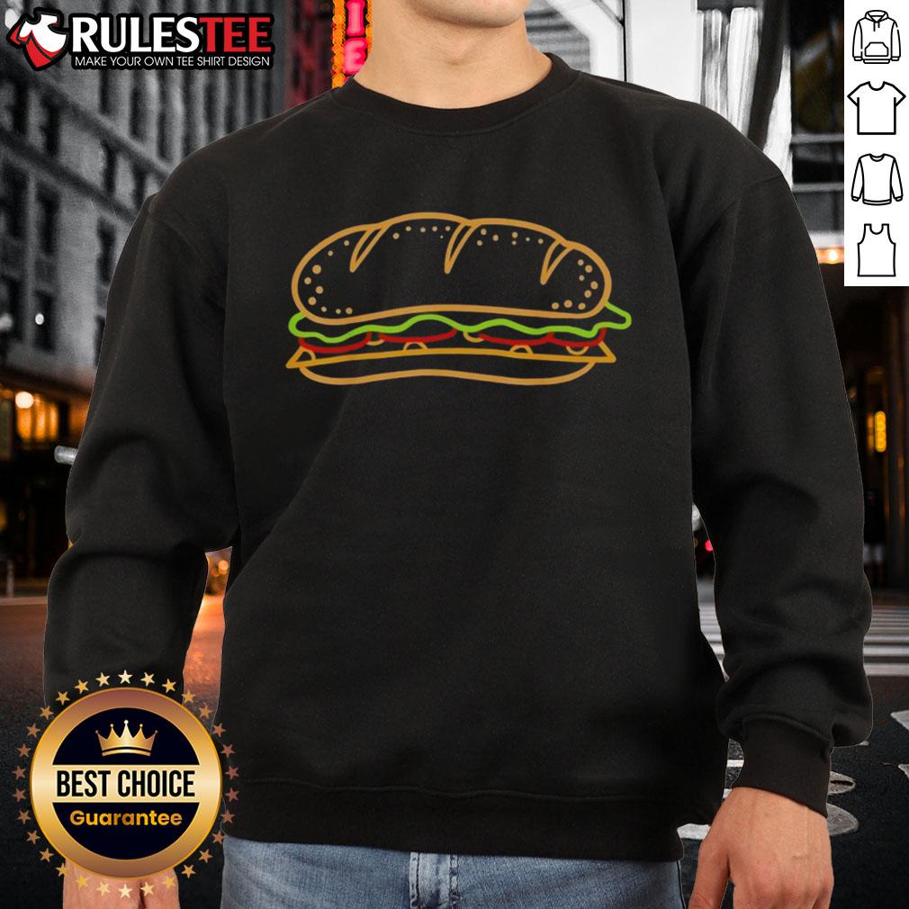 Funny sub sandwich sweatshirt featuring a playful food design perfect for casual wear and sandwich lovers.