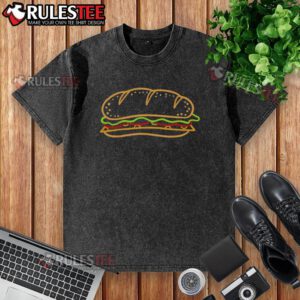 Funny sub sandwich food washed T-shirt featuring a quirky graphic design of a delicious sub sandwich.